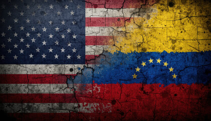 Cultural exchange through flags usa and venezuela digital art grunge background historical context