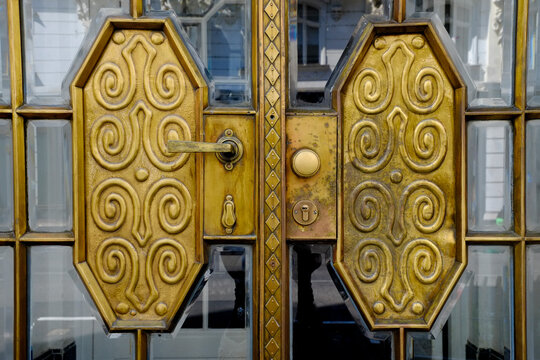 Close-up of art deco door detail
