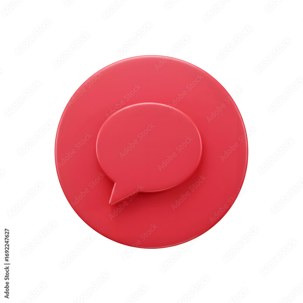 Aufkleber minimalist red speech bubble icon on a dark background representing communication and conversation