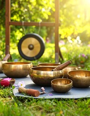 Outdoor sound healing bowls