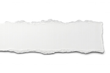 Horizontal white torn paper piece with transparent background, ideal for adding a realistic touch to designs