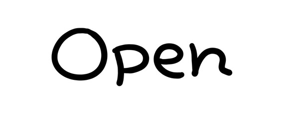 open　オープン　シンプルな手書き文字