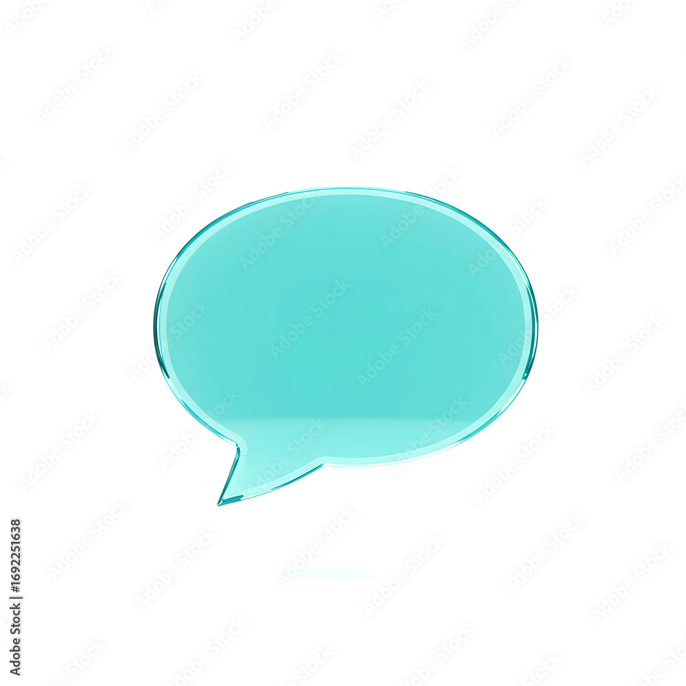 Aufkleber glowing turquoise speech bubble icon with a soft light effect on a dark background