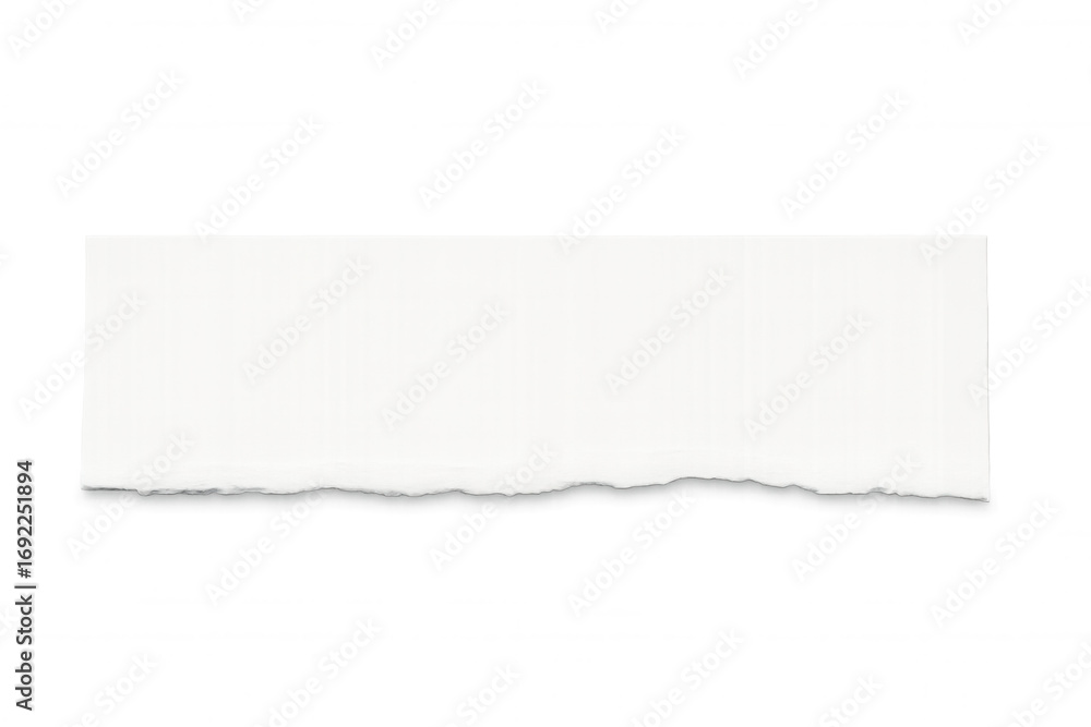 Aufkleber horizontal white torn paper piece with transparent background, ideal for adding a realistic touch to