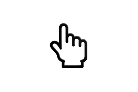 Isolated hand cursor click pointer finger icon vector illustration on black background , isolated on transparent background