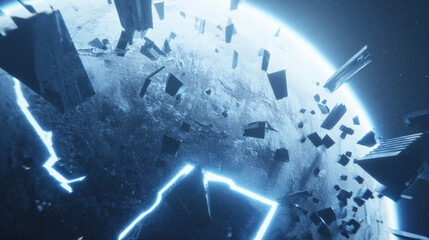 floating glass orb suspended above chaotic static lines serenity center balance metaphor illustration concept scene visual for commercial design use high detail quality stock image illustration concep