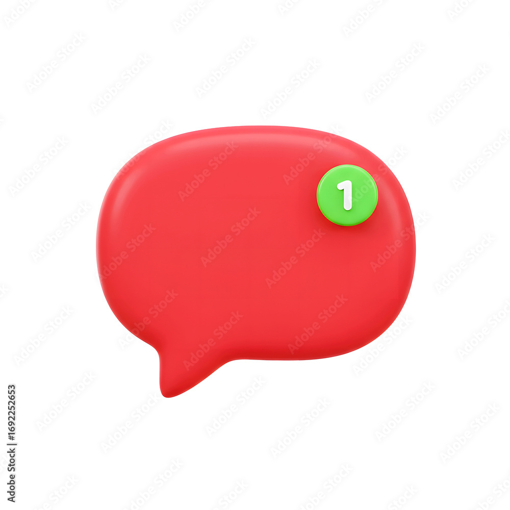 Aufkleber red speech bubble icon with a green notification badge indicating a new message or alert