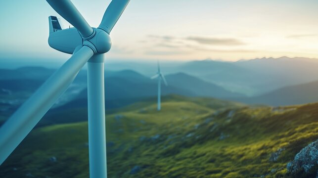 Wind turbine in the middle of a field. Video of a wind turbine with realistic data. Business sustainability processing data wind dynamics energy. A wind turbine situated in the center of lifestyle a.