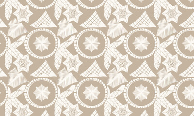 Hand Drawn Ethnic Celestial Symbols Seamless Pattern