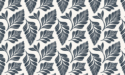 Hand Drawn Botanical Fern and Leaves Seamle