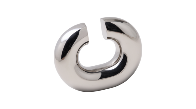 Abstract metallic circular shape with open gap isolated on transparent background