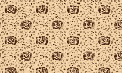 Hand-Drawn Folk Art Doodle Seamless Pattern, Abstract Rustic and Bohemian Background