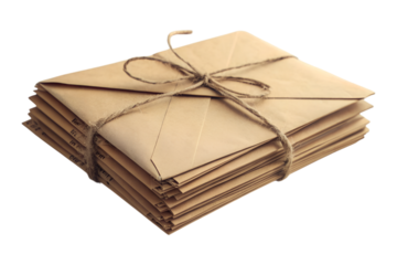 Stack of envelopes isolated on transparent background shot