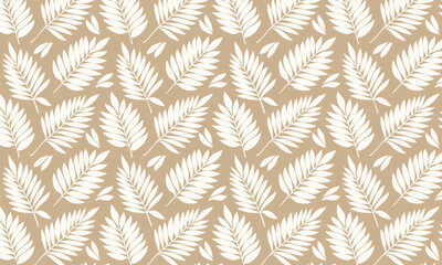 Tropical Palm Leaf Seamless Pattern, Minimalist Exotic Jungle Foliage Background