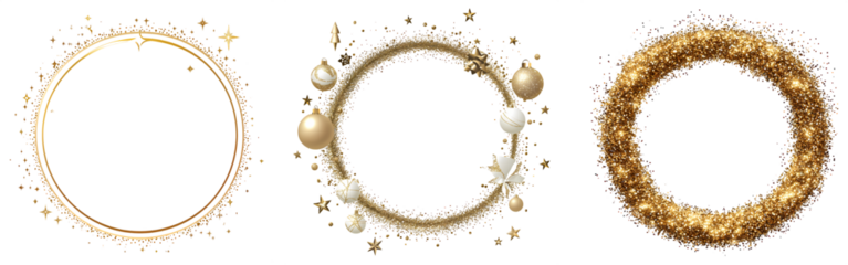 Set of golden ring - 3 golden circle in one set