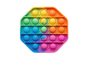 Rainbow octagon pop it toy for stress relief isolated on transparent background
