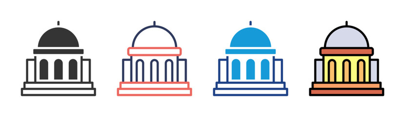 Government Building Icon Set Multiple Style Collection