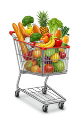 shopping cart with vegetables