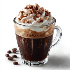 Delicious Mocha Coffee with Whipped Cream and Hazelnut Topping