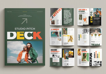 Pitch Deck Magazine with Portfolio Design Layout