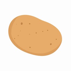 Illustration of a Single Brown Potato on a White Background.