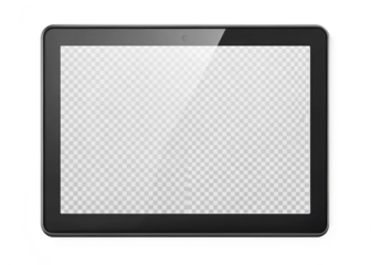 Transparent blank tablet screen  isolated on white background