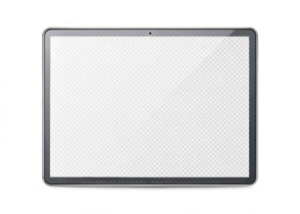 Transparent blank tablet screen  isolated on white background