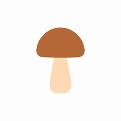 Simple illustration of a brown mushroom with a beige stem on a white background.