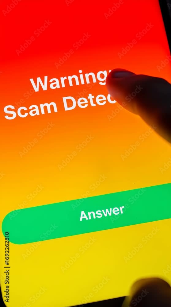 Poster finger touching a smartphone screen displaying a flashing 