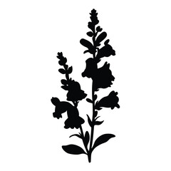 Download black silhouette snapdragon flower vector art illustration botanical design element for print 90