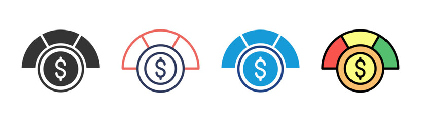 Financial Target Icon Set Multiple Style Collection
