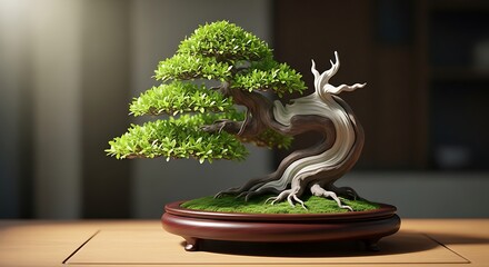 Elegant Bonsai Tree - A Miniature Landscape of Serenity and Growth.