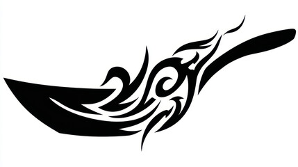Artistic Black Knife Design with Tribal Patterns for Cooking and Culinary Themes