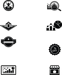 Modern business icons set for growth analysis strategy and retail concepts