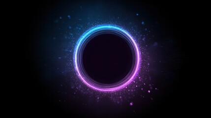 Fototapeta premium Glowing Circle with Blue and Purple Light on Black Background