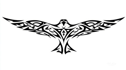 Elegant Tribal Hawk Design in Bold Black Ink for Creative Art and Cultural Representation