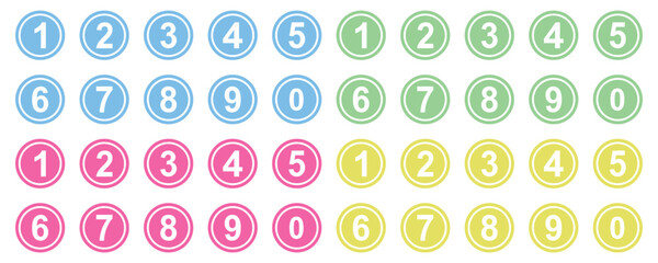 Number Icons Set 1 to 10 – Round and Flat Vector Symbols for Education, Bullet Points and Modern Design.