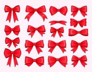 Red ribbon bows collection
