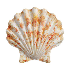 Exquisite scallop seashell with vibrant orange speckles perfect for beach decor and coastal themes isolated on png transparent background