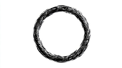 Abstract Black and White Circular Design with Intricate Swirls and Texture for Creative Projects