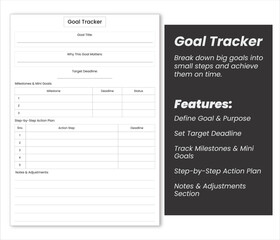 goal,tracker,black modern flat vector illustration for objective tracking layout design vector graphic for productivity app