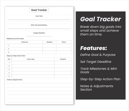goal,tracker,black modern flat vector illustration for objective tracking layout design vector graphic for productivity app