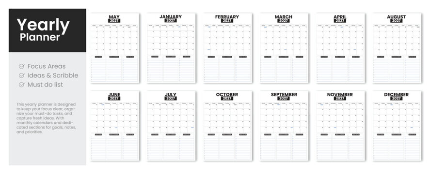   Calendar,Yearly,Planner Monthly Schedule Organizer Template Appointment Tracker Datebook Digital Download