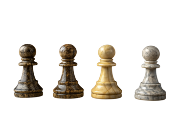 Four pawn chess piece isolated on transparent background