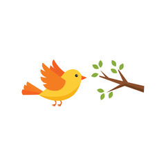 bird,branch,nature modern flat vector illustration for wildlife environment design vector graphic for spring theme