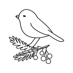 bird sitting on the leaves, vector illustration