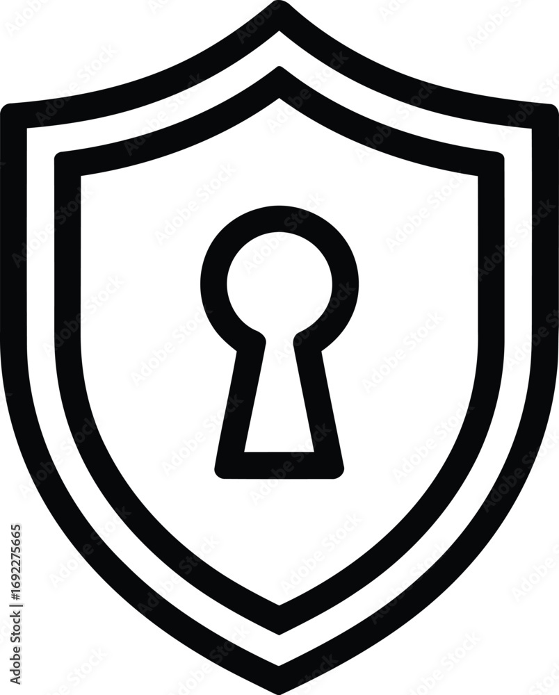 Poster shield security icon with keyhole symbol for data protection on transparent background png