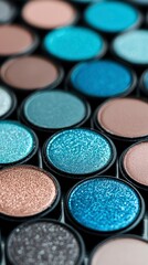 Naklejka premium Colorful eyeshadow palette with metallic shades in various tones 