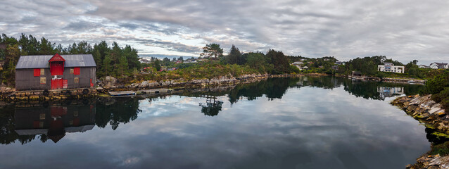 Panoramic view of an amazing sunset at Katlavika Bay