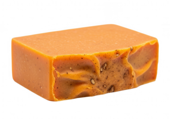 Orange swirl handmade soap bar isolated on transparent background